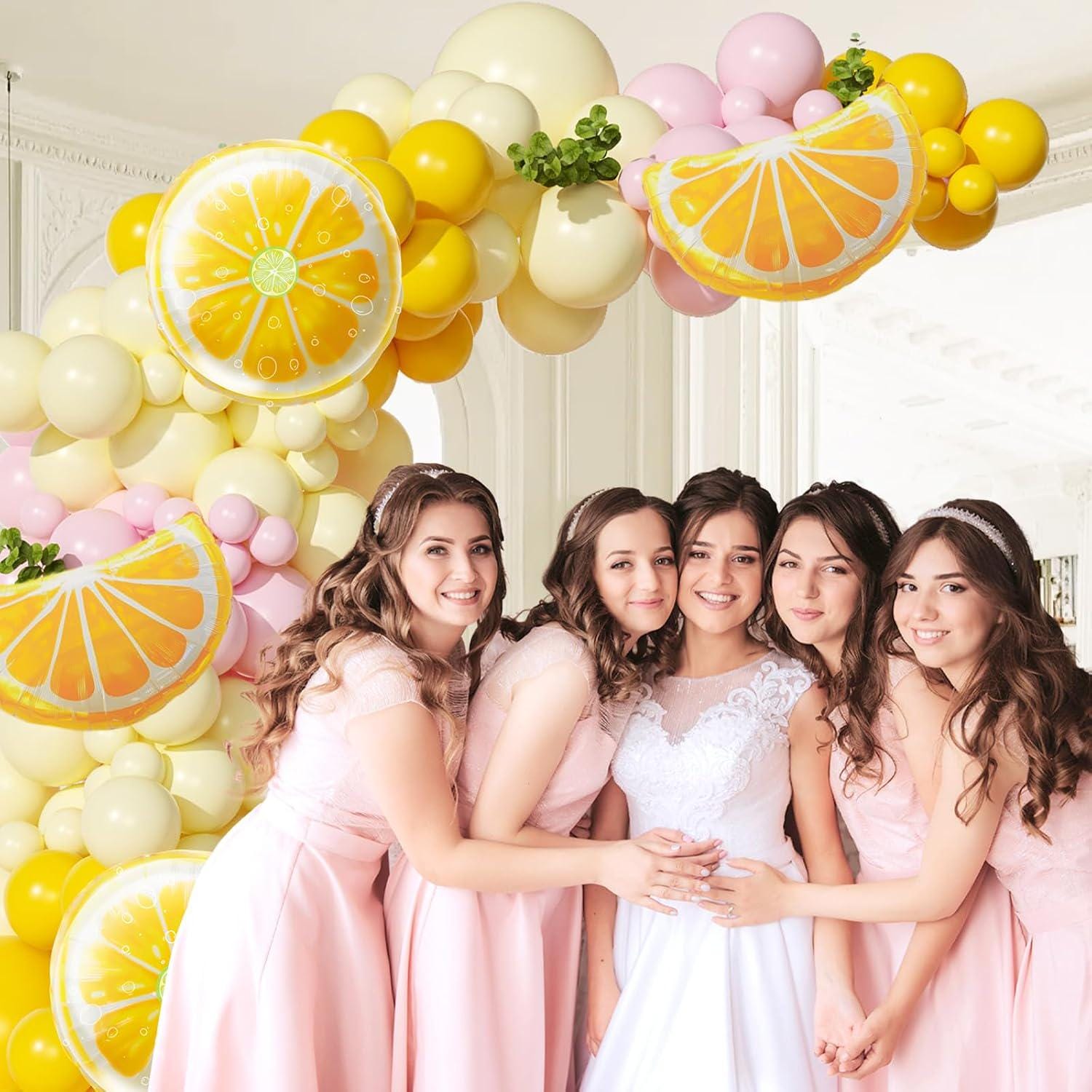 Lemon Balloon Arch Kit | Pastel Yellow Pink Citrus Party Decor