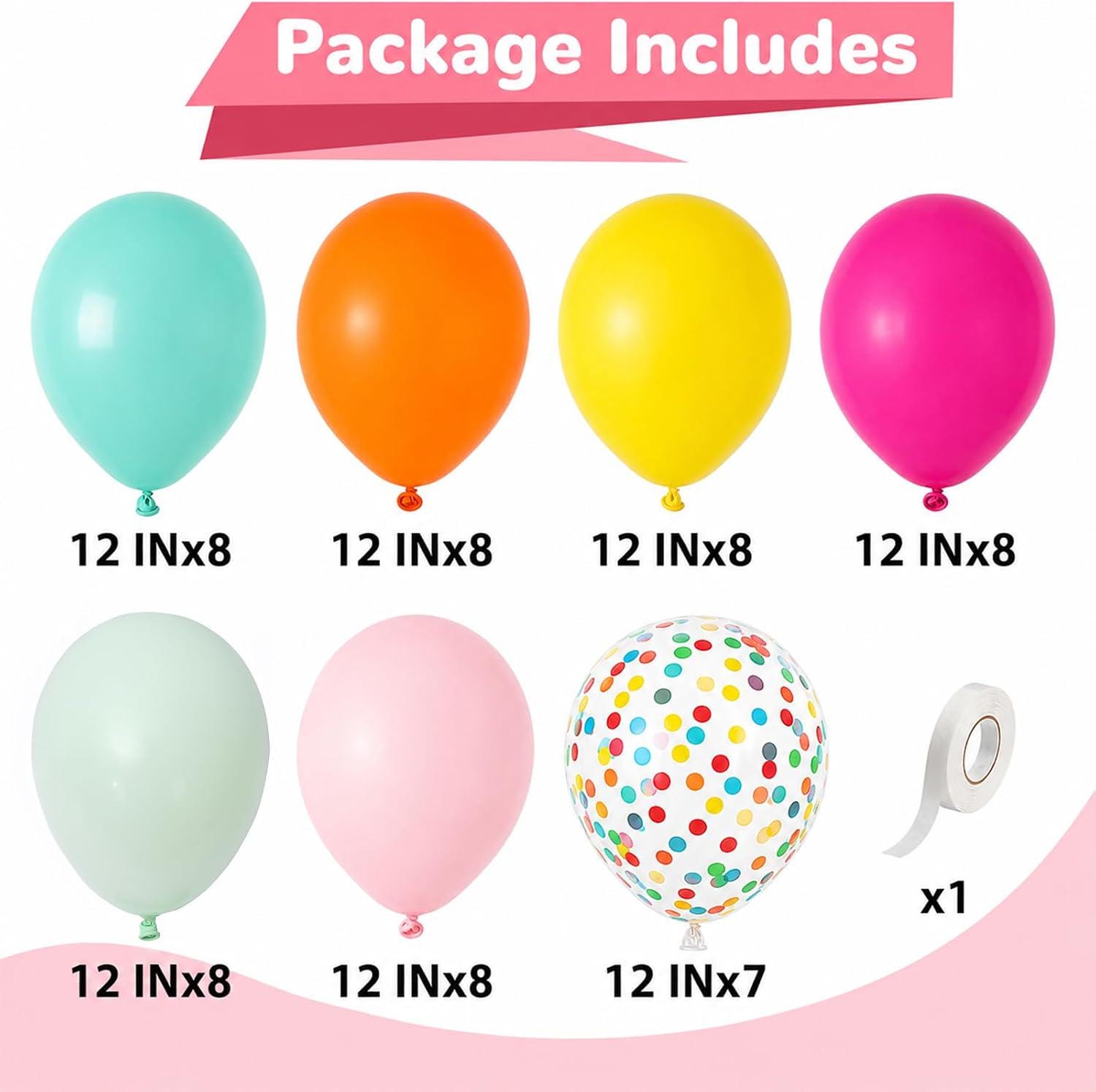 Rainbow Confetti Balloons | 12 Inch Multicolor Party Decor Set