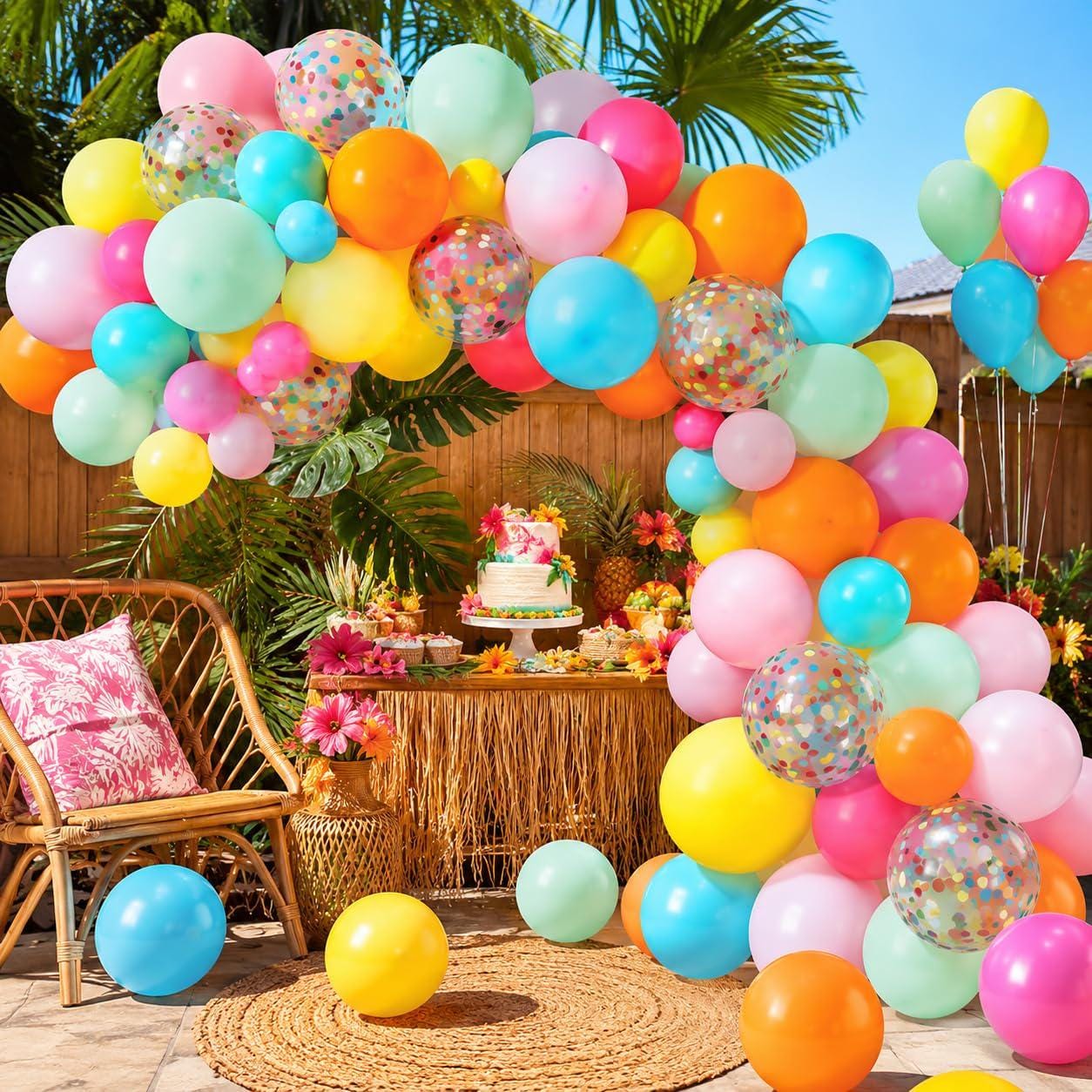 Rainbow Confetti Balloons | 12 Inch Multicolor Party Decor Set