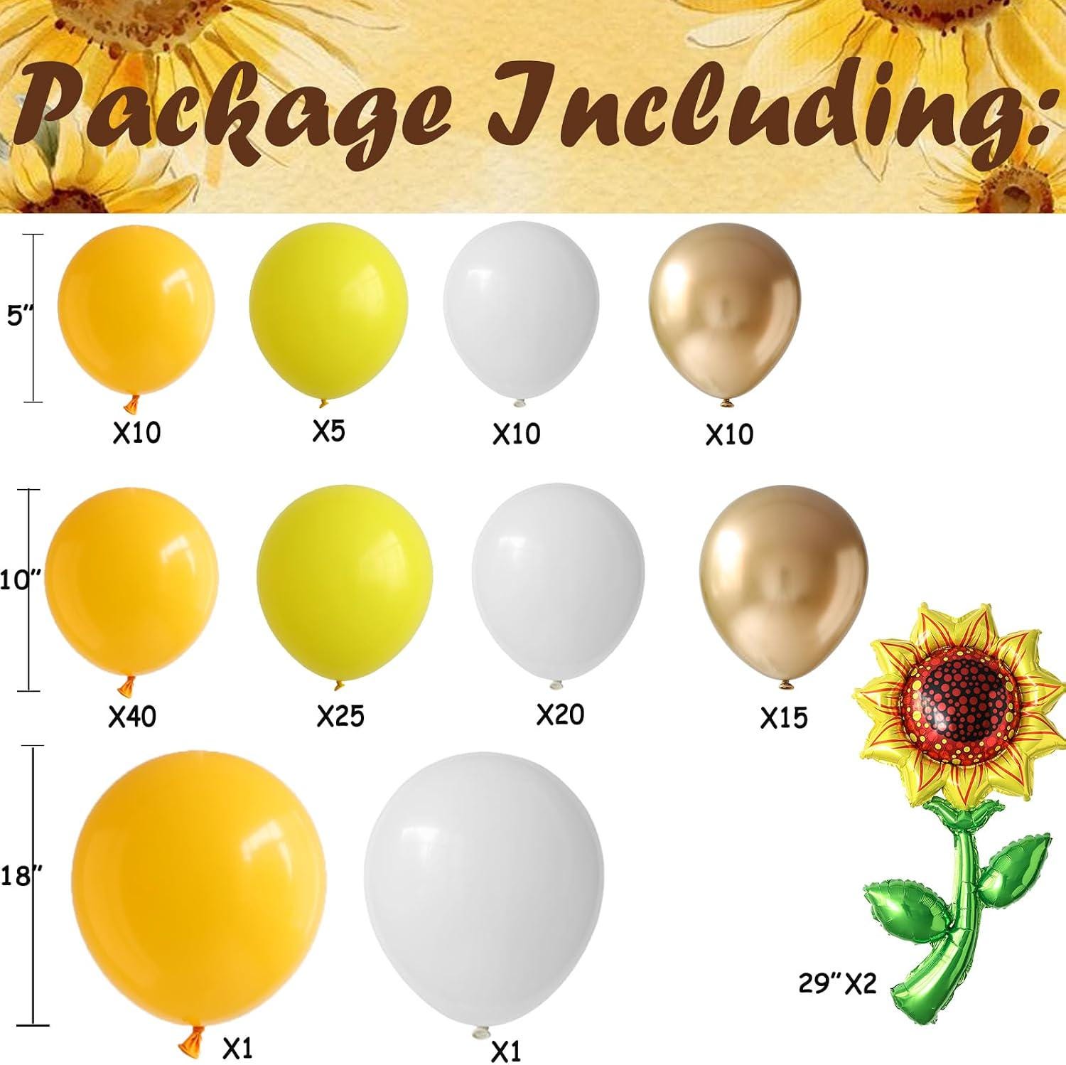 Sunflower Balloon Arch Kit | Yellow, White, Gold Party Decor