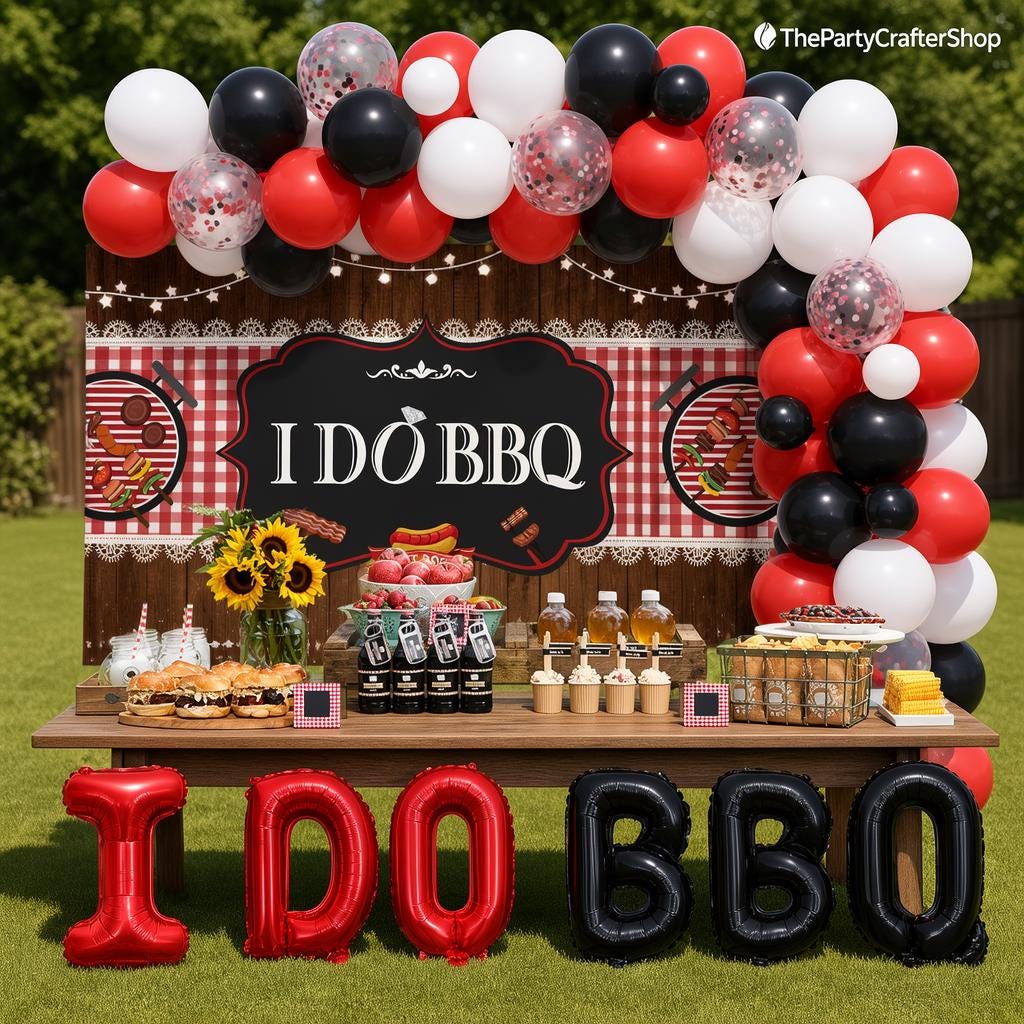 I Do BBQ Balloon Arch Kit | Bachelorette Bridal Shower Decor, Barbecue Backdrop Garland