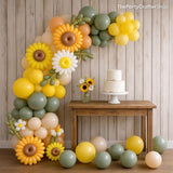 Sunflower Balloon Arch Garland Kit | Yellow, Brown, Sage Green Party Decor