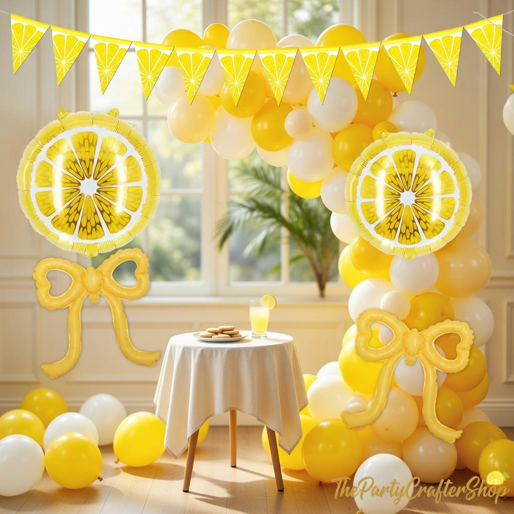 Yellow Lemonade Balloon Arch Kit | Lemon, Bow Foil Balloons, Banner