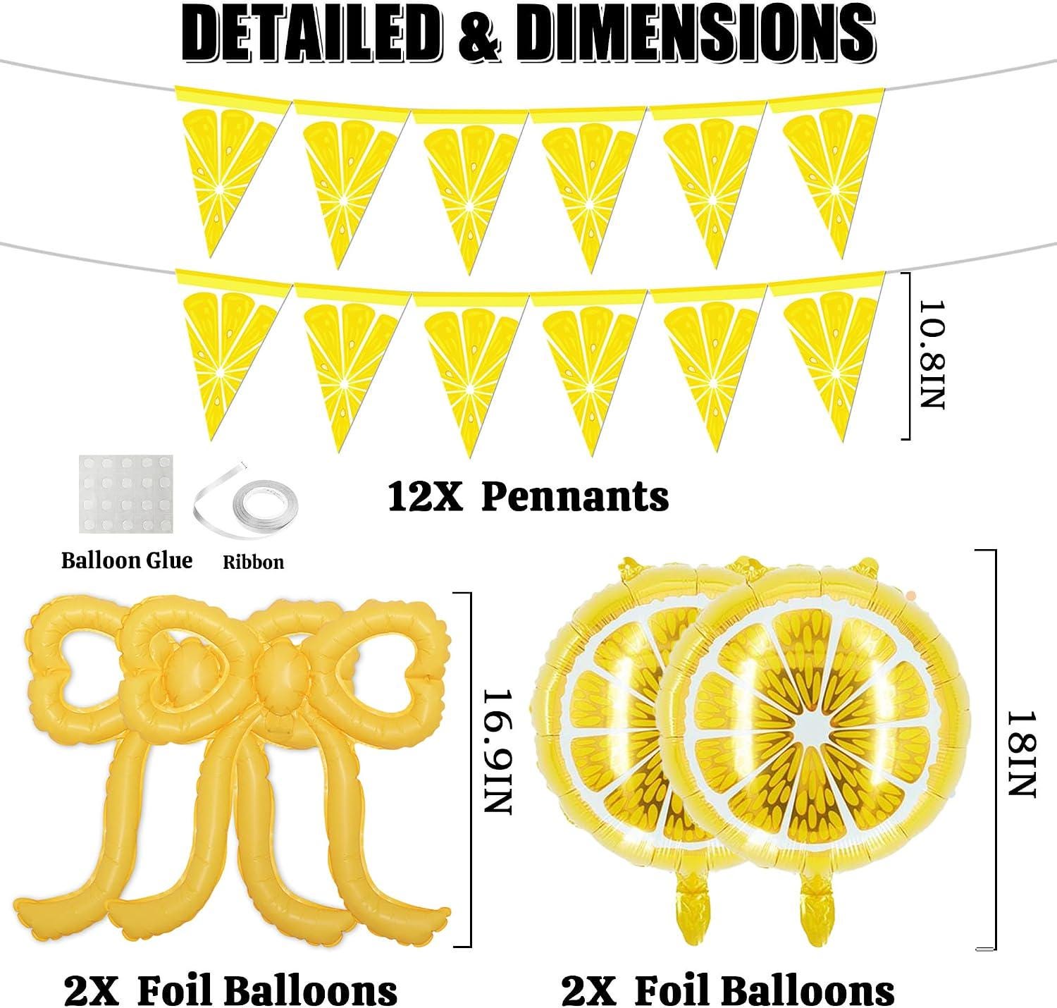 Yellow Lemonade Balloon Arch Kit | Lemon, Bow Foil Balloons, Banner