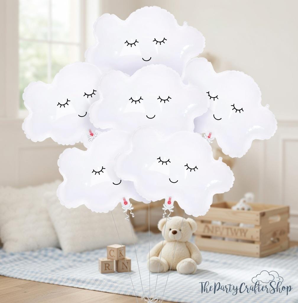 Smiling Cloud Balloons | 30 Inch Party Decorations (Set of 6)