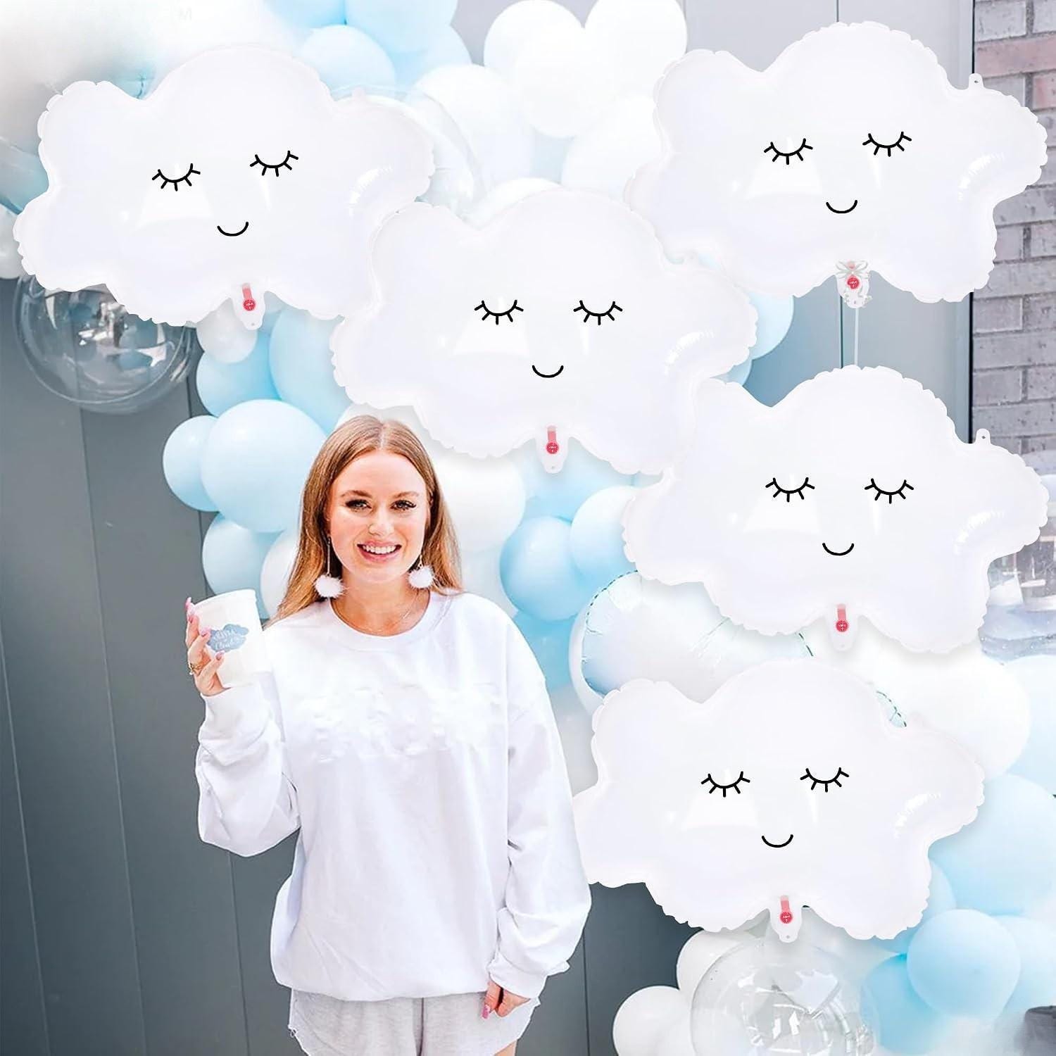 Smiling Cloud Balloons | 30 Inch Party Decorations (Set of 6)
