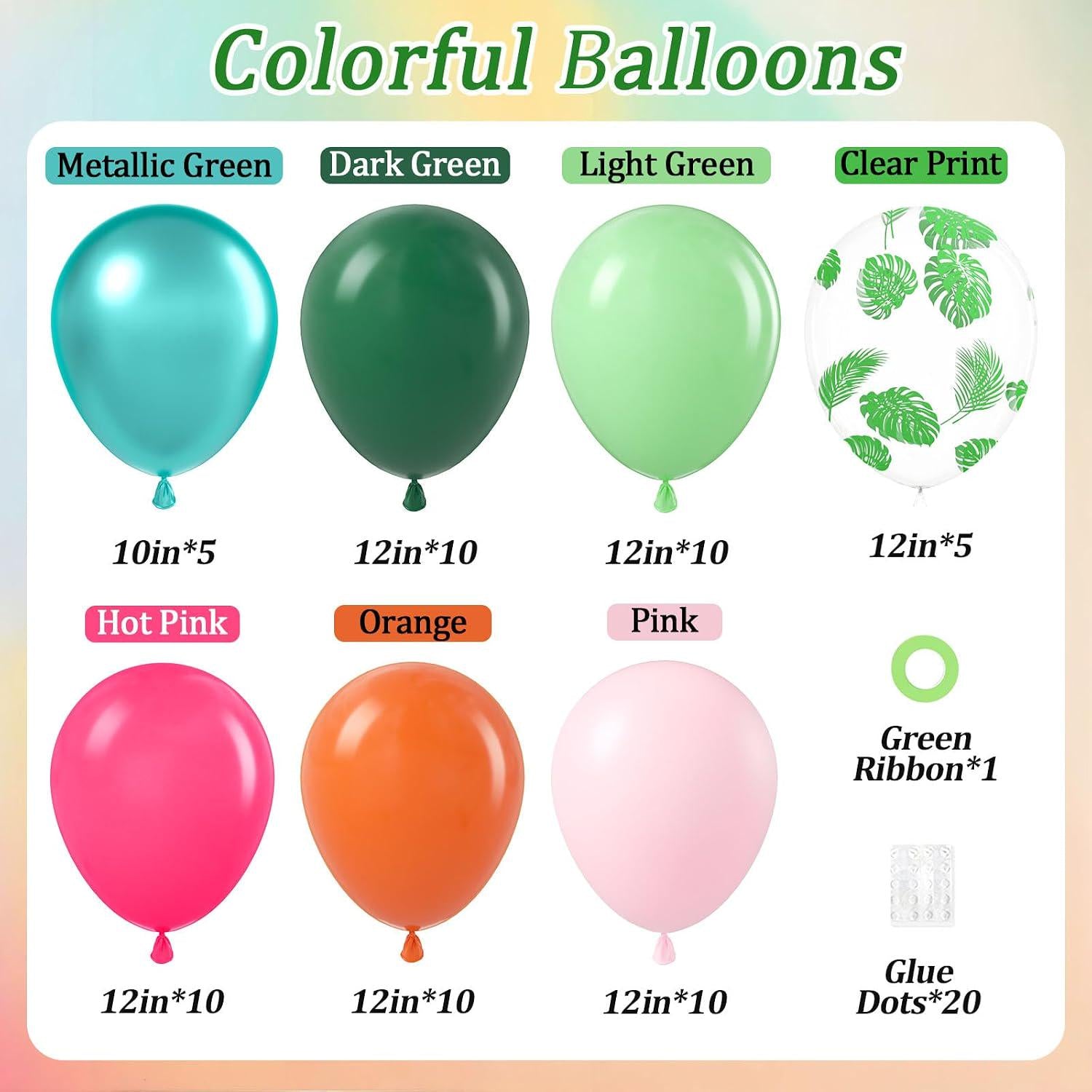 Tropical Balloons | Pink, Green, Orange Printed Party Decor