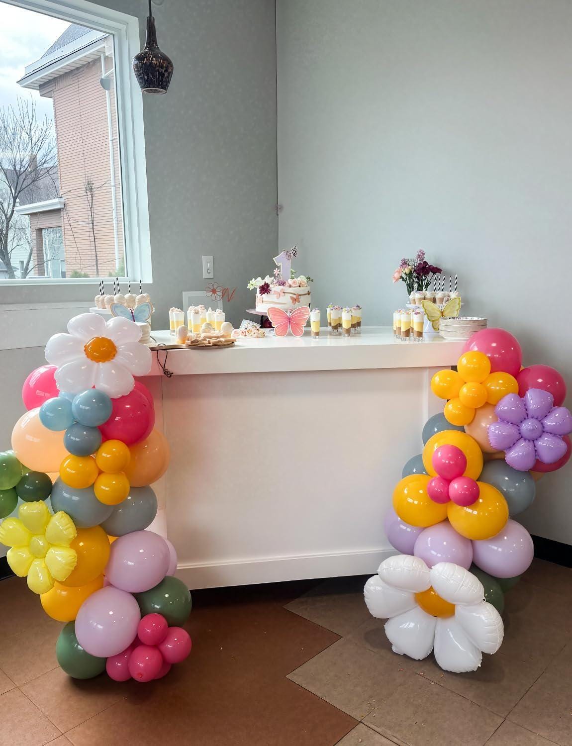 Daisy Wildflower Balloon Arch Kit | Sage Green, Purple, Yellow, Pink Balloons (Baby Shower Birthday)
