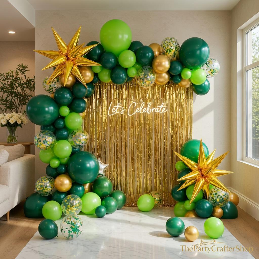 Jungle Safari Balloon Arch Kit | Green Gold Tropical Dinosaur Party Decor
