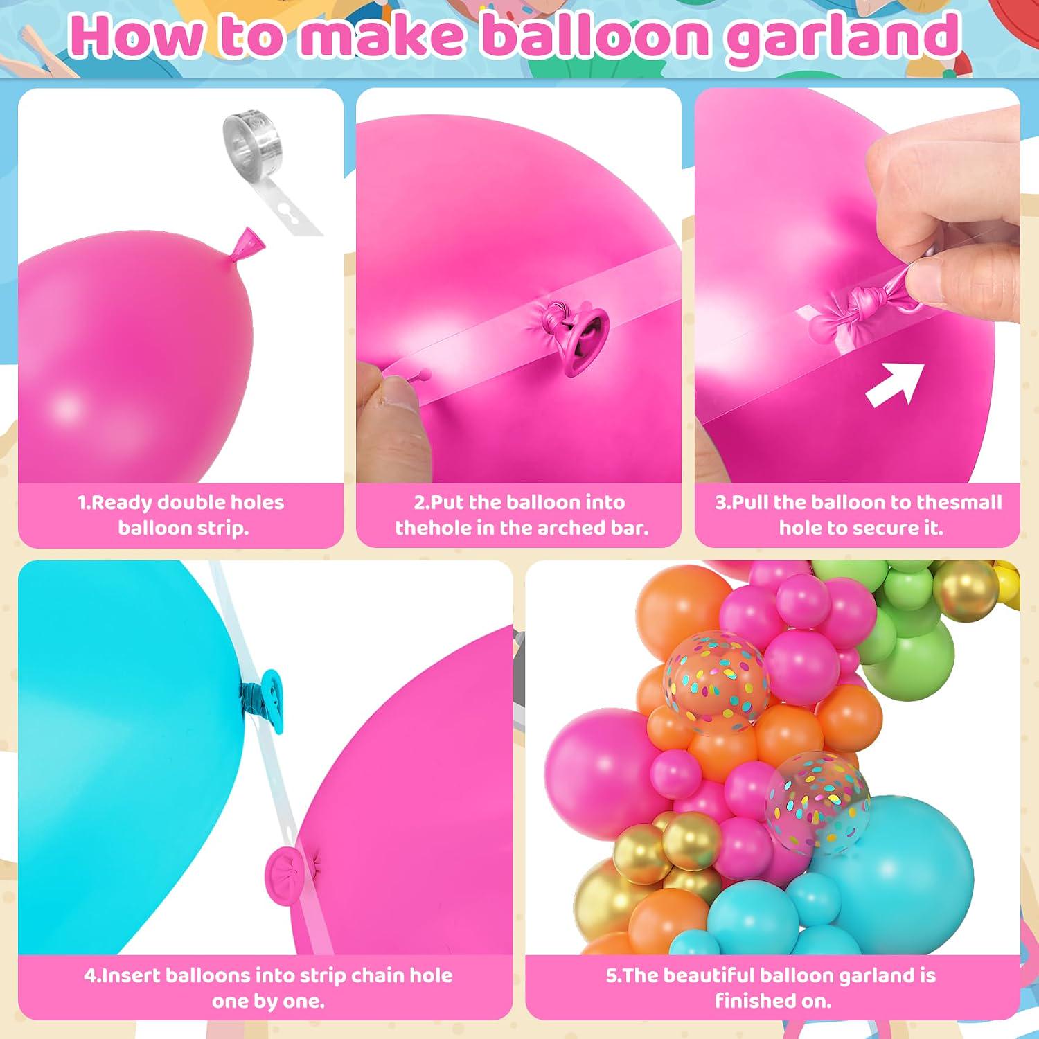 Tropical Balloon Arch Kit, Hot Pink Green Blue Confetti Luau Party Decor