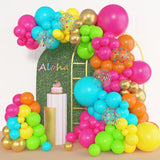 Tropical Balloon Arch Kit, Hot Pink Green Blue Confetti Luau Party Decor