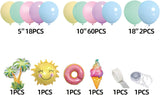 Pastel Balloon Garland Arch Kit, Summer Beach Pool Party, Sun Donut Ice Cream Decor
