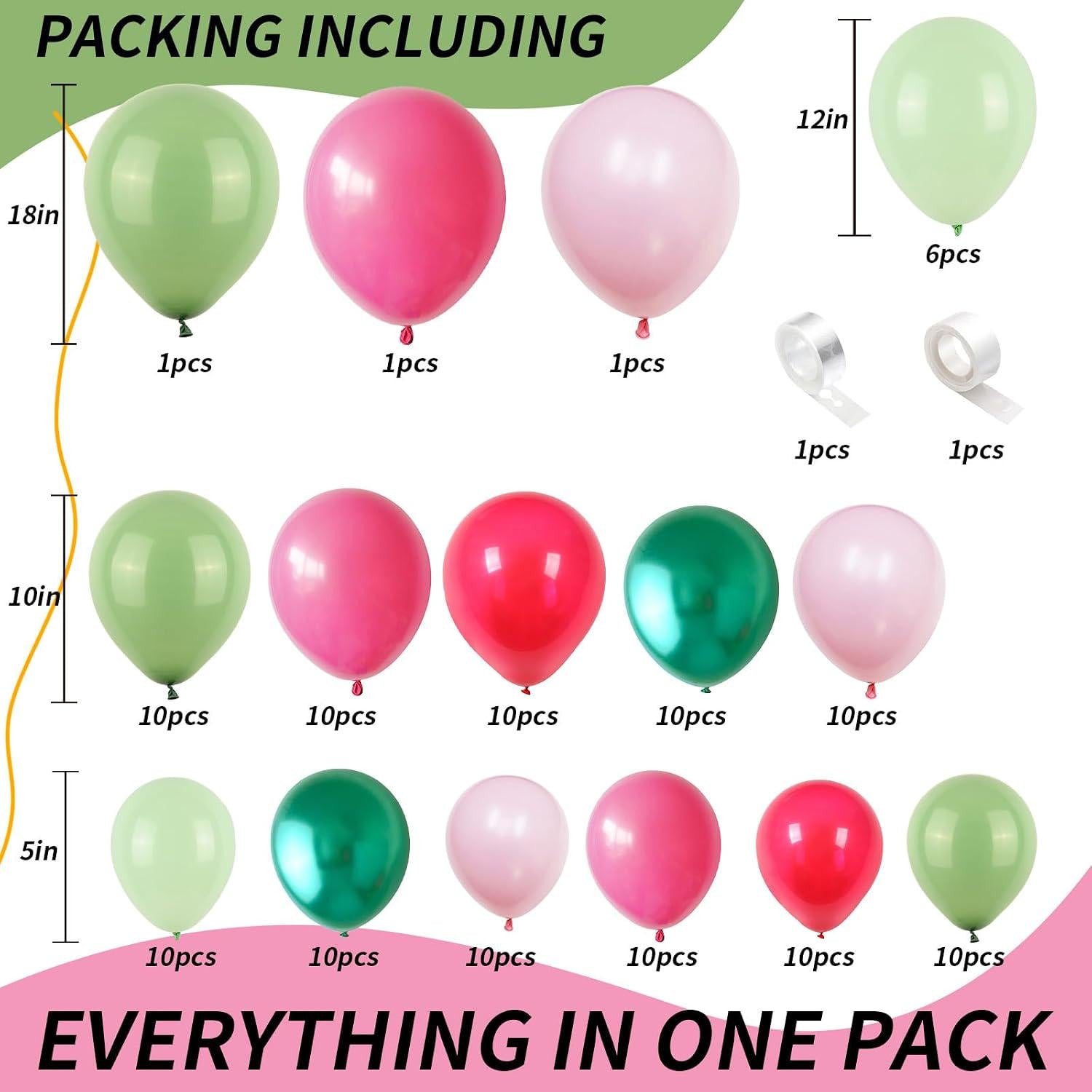 Pink Flamingo Balloon Arch Kit | Tropical Luau Decor, Olive Green, Pastel, Red Balloons