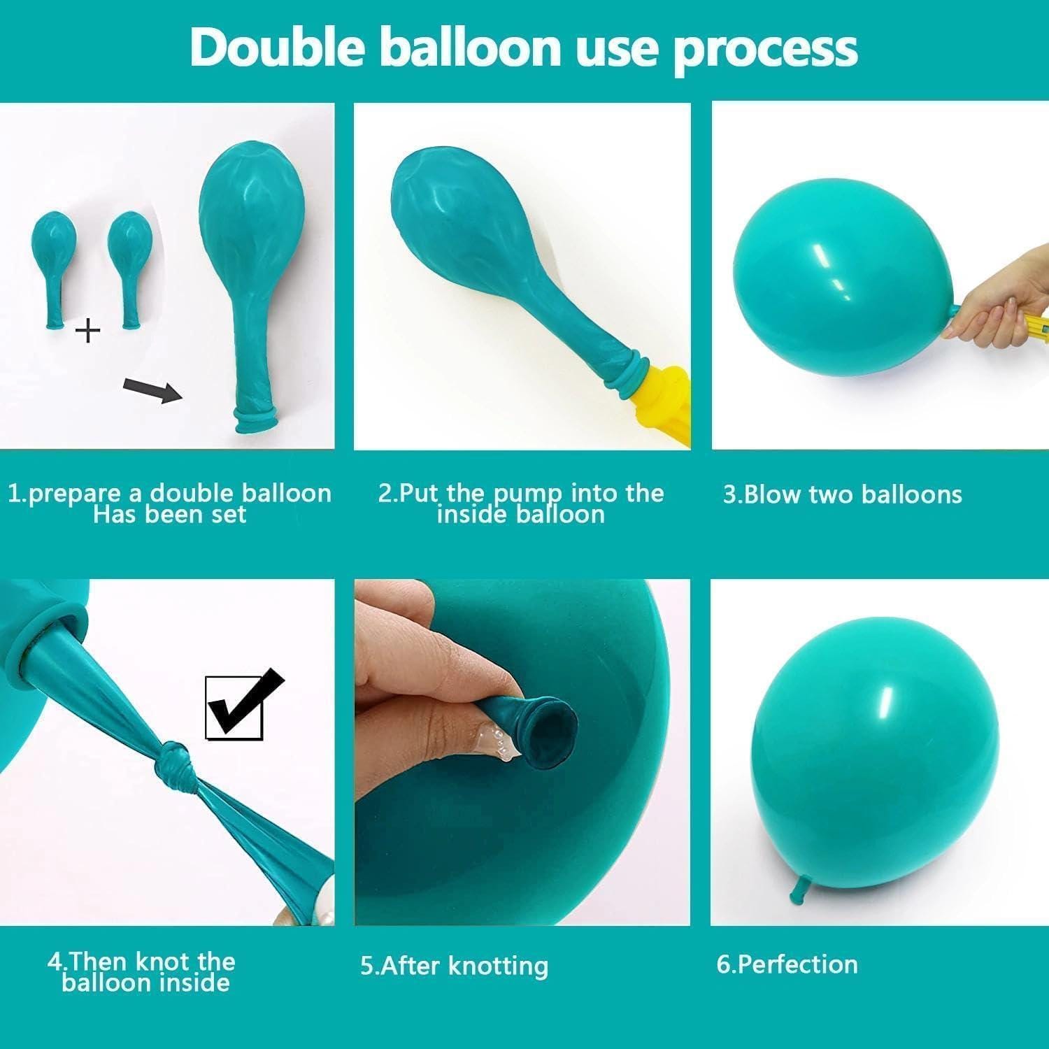 Teal Pink Gold Balloon Arch Garland Kit | Double Stuffed Tropical Party Decor