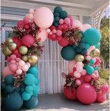 Teal Pink Gold Balloon Arch Garland Kit | Double Stuffed Tropical Party Decor
