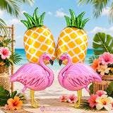 4pc Tropical Flamingo Pineapple Balloons | Hawaiian Luau Baby Shower Birthday Party Decorations