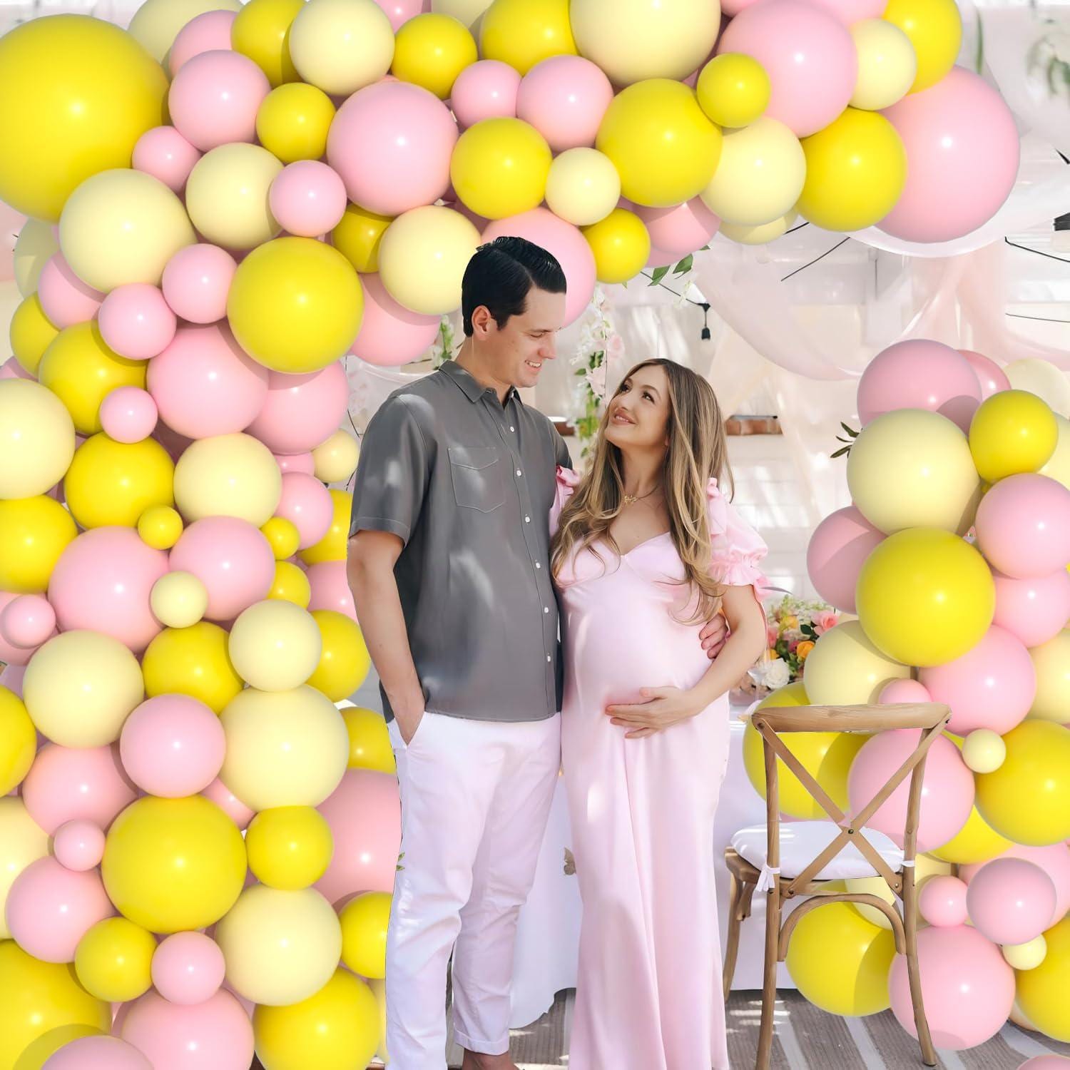 Pastel Lemon Balloon Arch Kit | Pink Yellow Garland for Birthday, Baby Shower, Wedding