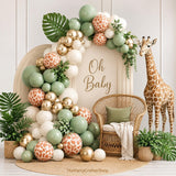 Jungle Safari Balloon Arch Kit | Sage Green, Sand Giraffe Print Balloons