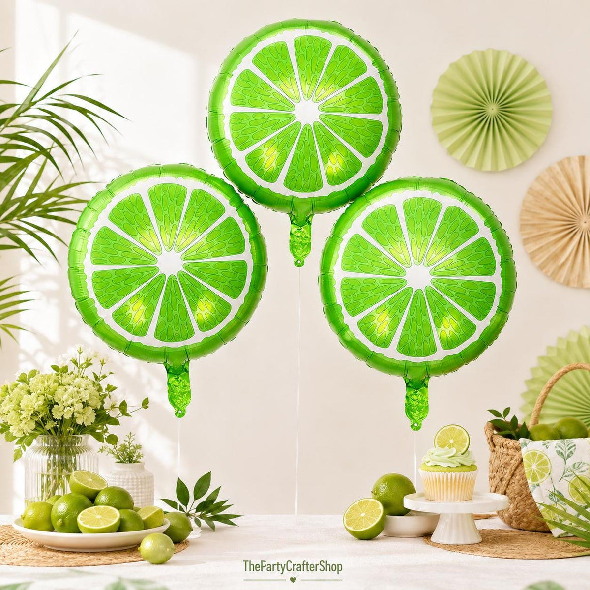 3pc Lime Foil Balloons | Summer Fruity Birthday Party Decorations