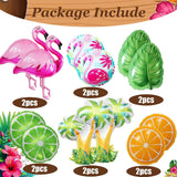 12pc Tropical Flamingo Palm Tree Foil Balloons | Luau Birthday Party Decor