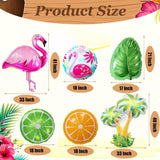 12pc Tropical Flamingo Palm Tree Foil Balloons | Luau Birthday Party Decor