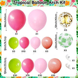 Tropical Balloon Arch Kit | Hawaiian Luau Party Decorations with Palm Leaves, Confetti