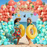 Tropical Balloon Arch Kit | Coral, Teal, Rose Gold Luau Party Decor
