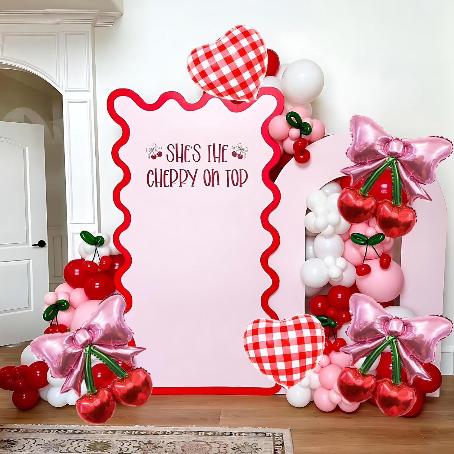 Cherry Balloon Garland Arch Kit | Red Pink White Party Balloons (149pc)