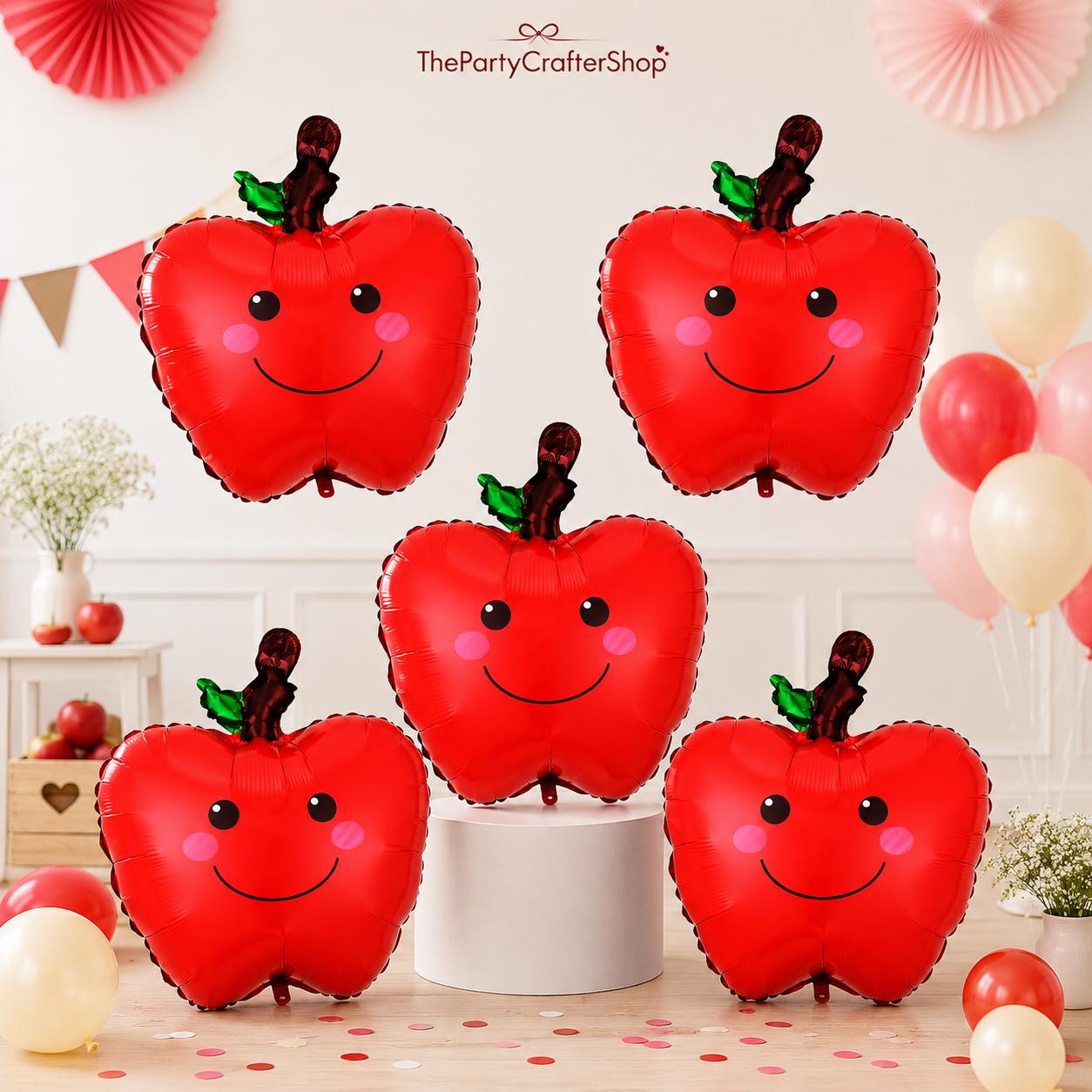5pc Apple Foil Balloons | Back to School, Birthday Party Arch Decorations