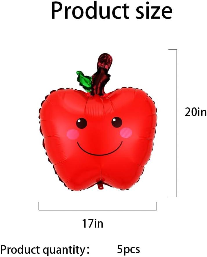 5pc Apple Foil Balloons | Back to School, Birthday Party Arch Decorations