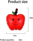 5pc Apple Foil Balloons | Back to School, Birthday Party Arch Decorations