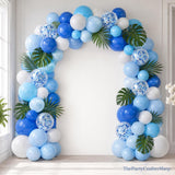 Blue Ocean Balloon Arch Kit | Hawaiian Palm Leaf Garland for Parties