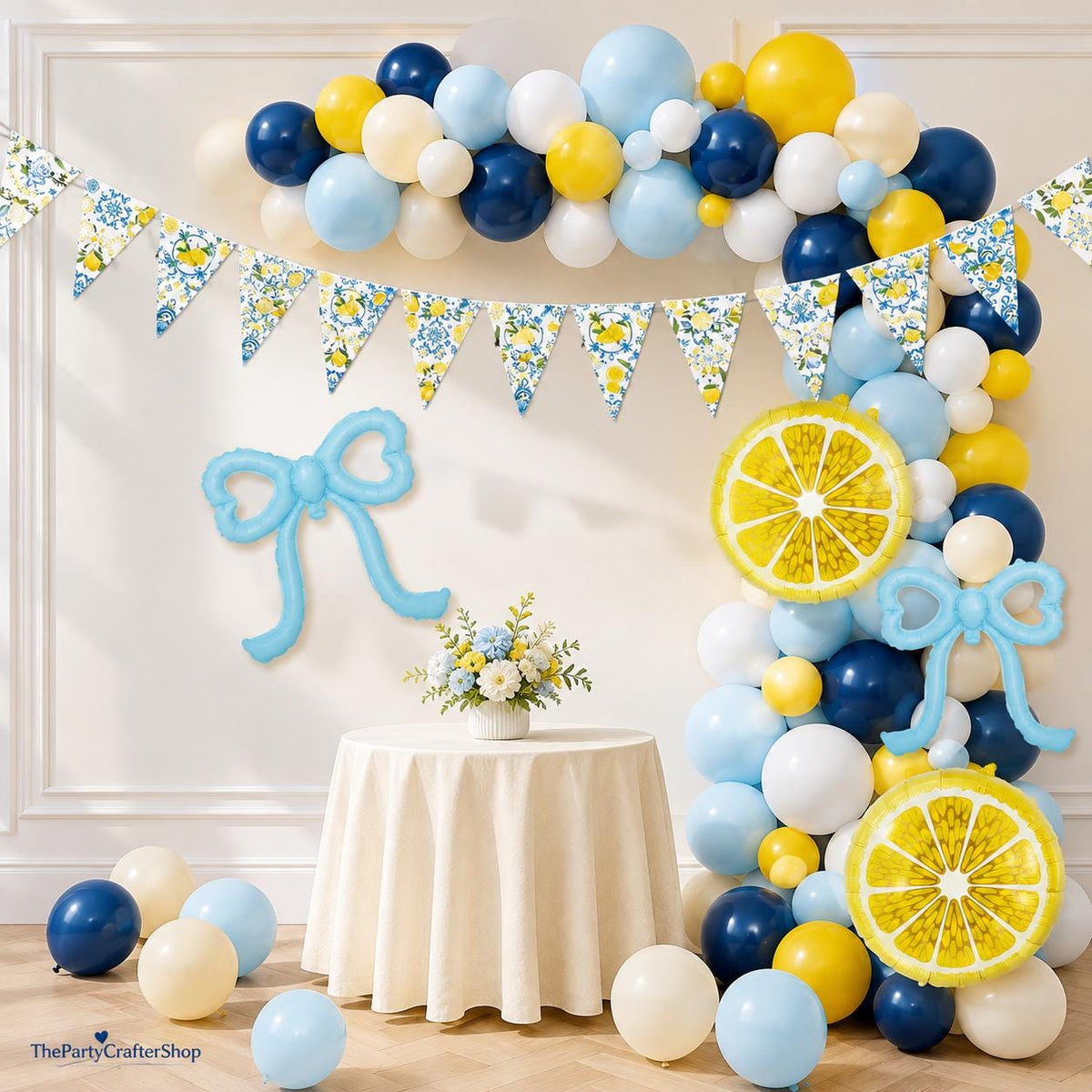 Blue Lemonade Balloon Arch Kit | Lemon, Bow Foil Balloons, Banner (Baby Shower, Birthday)