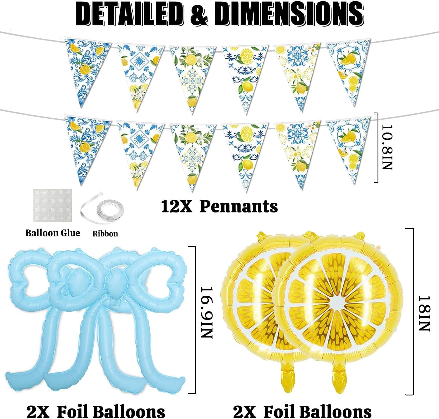 Blue Lemonade Balloon Arch Kit | Lemon, Bow Foil Balloons, Banner (Baby Shower, Birthday)