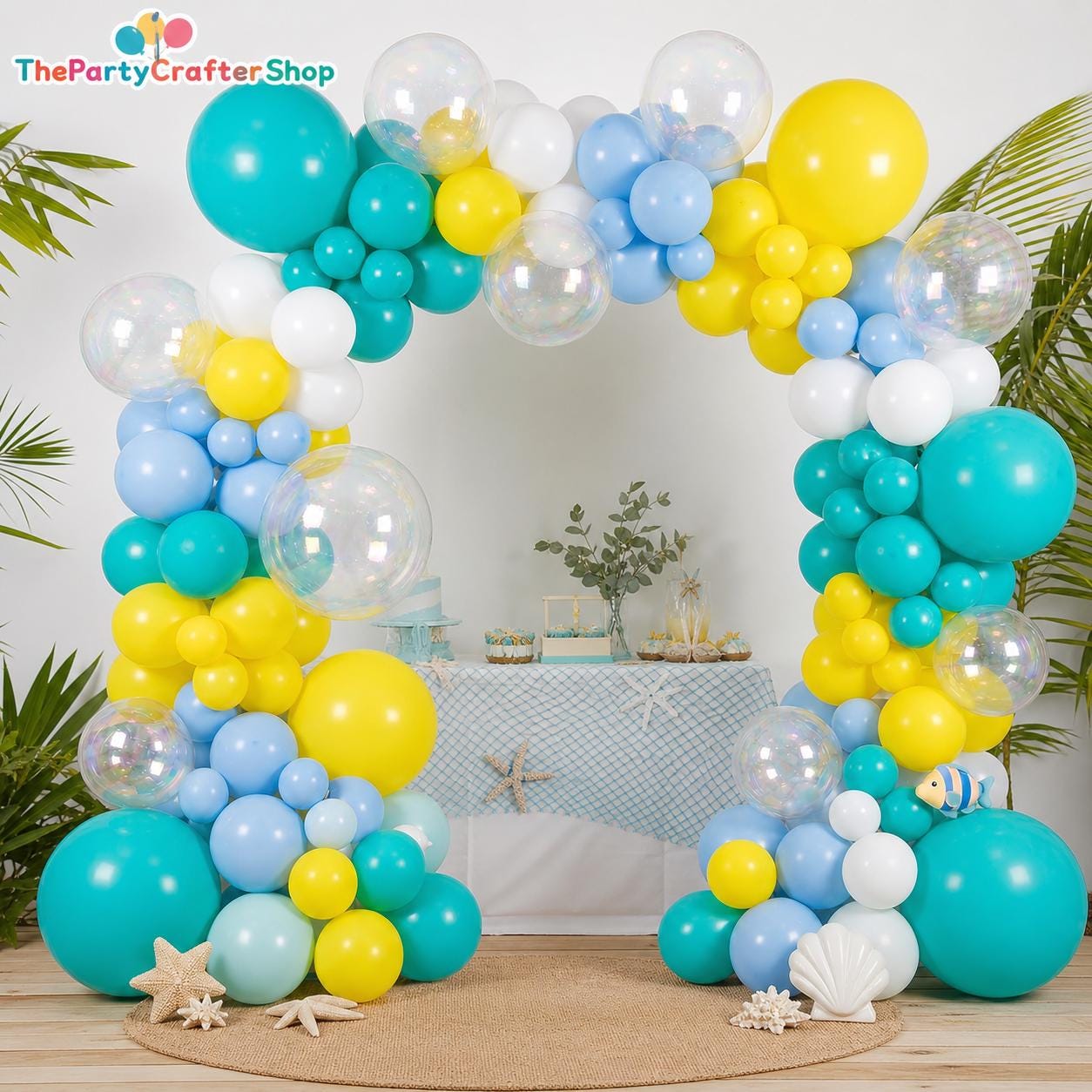 Teal Blue Yellow Balloon Arch Kit | Ocean Under the Sea Birthday Baby Shower Decor