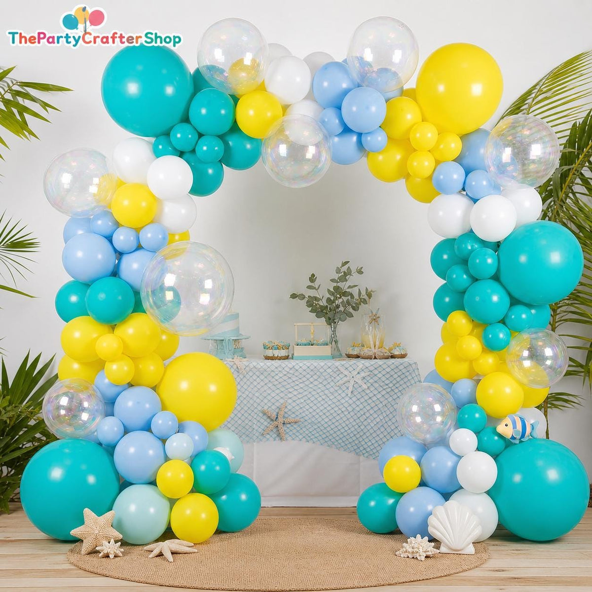 Teal Blue Yellow Balloon Arch Kit | Ocean Under the Sea Birthday Baby Shower Decor