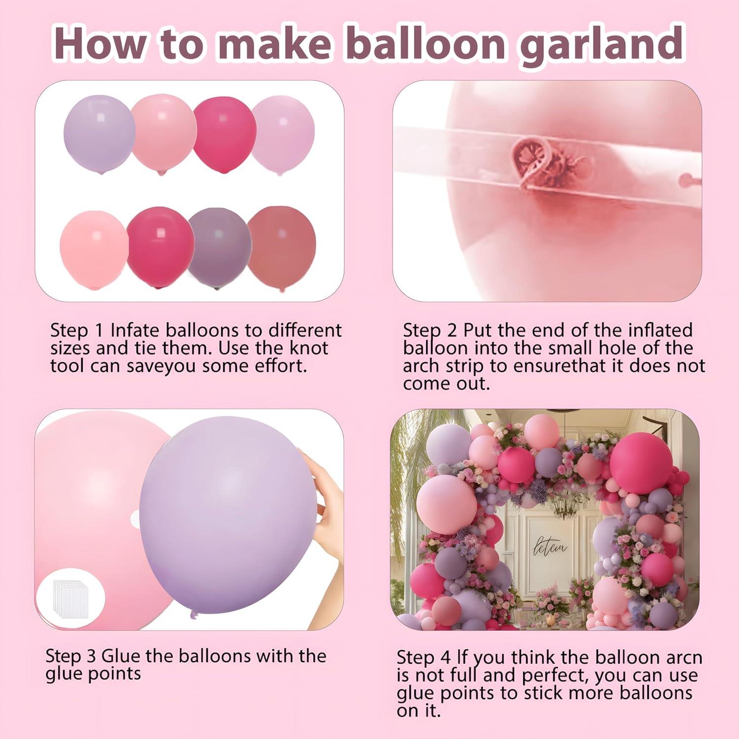 Hot Pink Purple Balloon Arch Kit | Lavender, Lilac, Mauve, Peach Garland