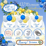 Blue Yellow Lemon Balloon Arch Kit | Amalfi Coast Party Decor, Citrus Balloons, Leaves
