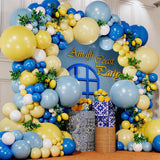 Blue Yellow Lemon Balloon Arch Kit | Amalfi Coast Party Decor, Citrus Balloons, Leaves