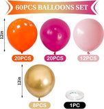 60pc Sunset Fiesta Balloon Set | Hot Pink, Orange, Gold Party Decor