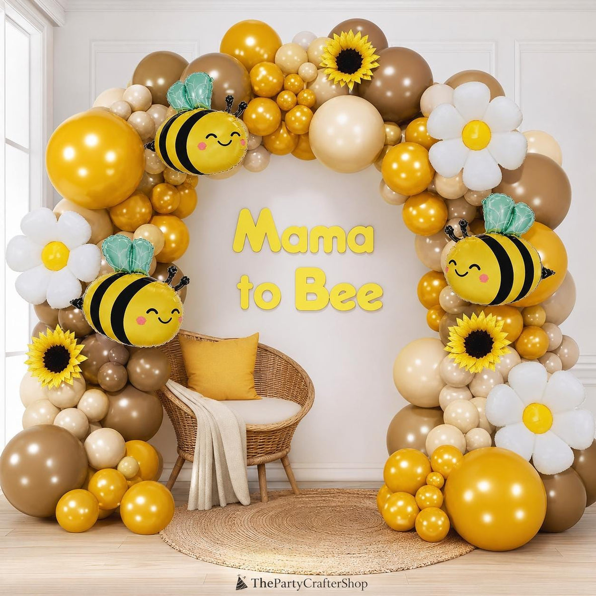 Bee Balloon Arch Kit | Mustard Yellow Daisy Bumble Bee Party Decor