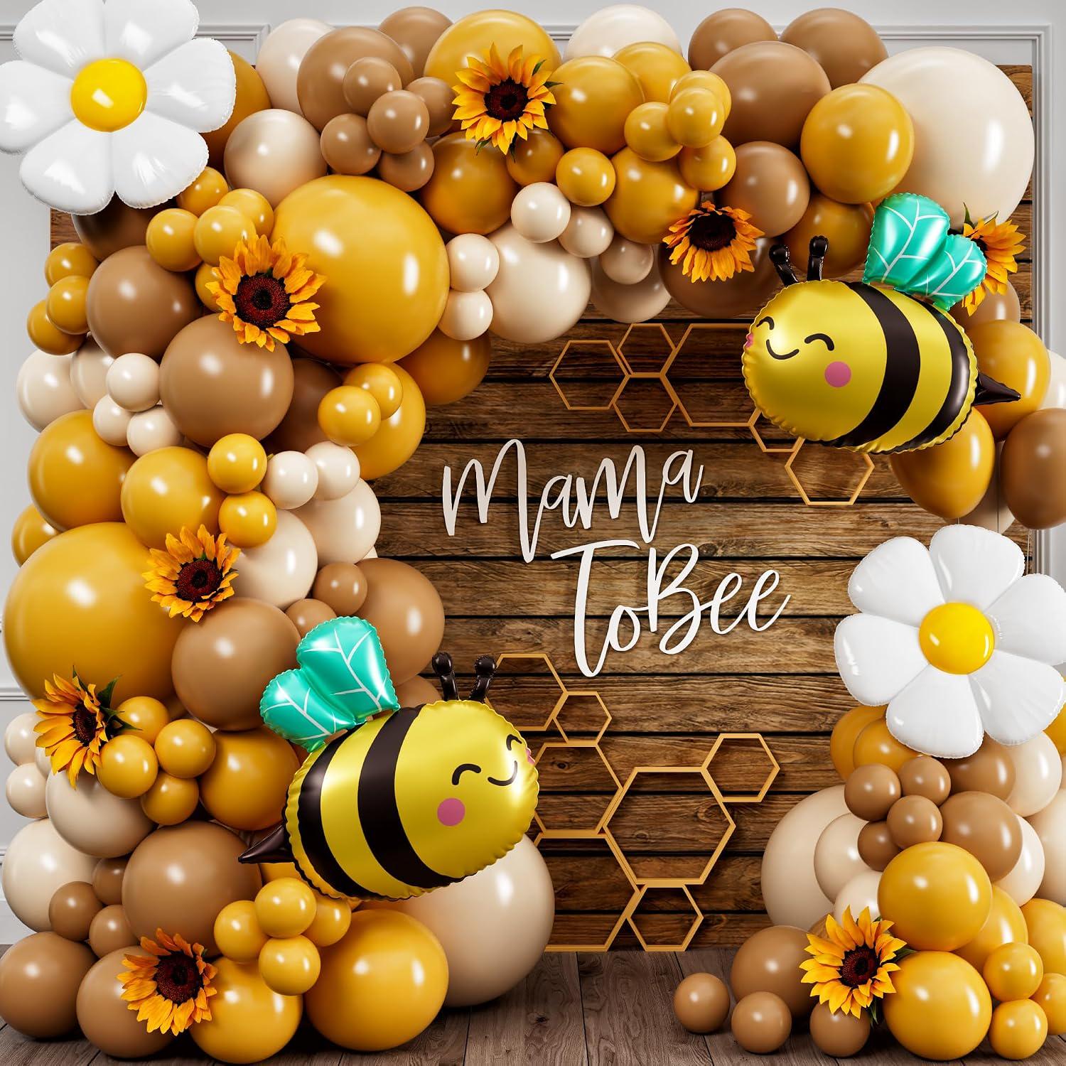 Bee Balloon Arch Kit | Mustard Yellow Daisy Bumble Bee Party Decor