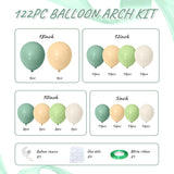 122pc Sage Green Brown Balloon Arch Kit | Neutral Safari Woodland Dinosaur Birthday Party Decor