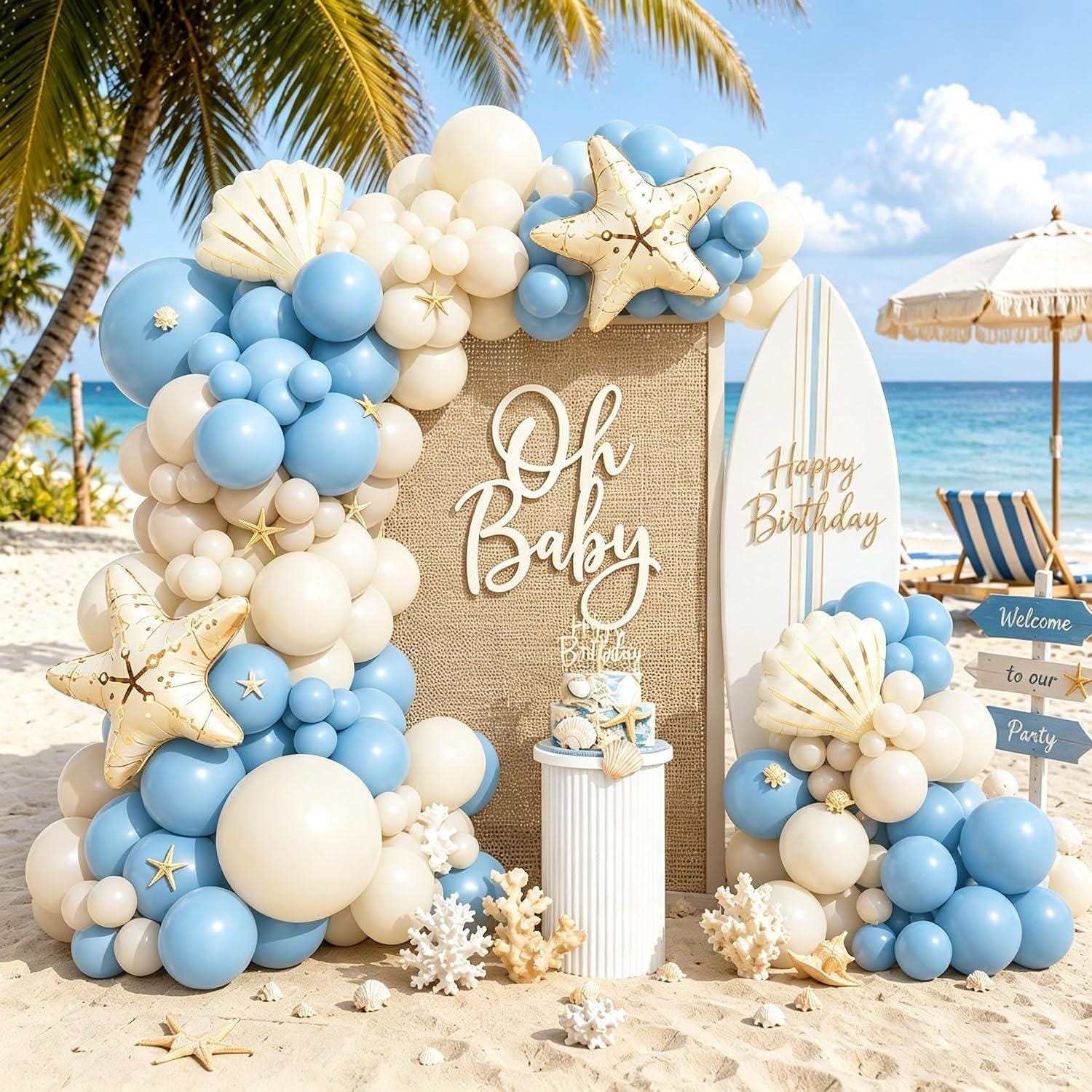 Under the Sea Balloon Arch Kit | Blue Starfish Seashell Beach Party Decor