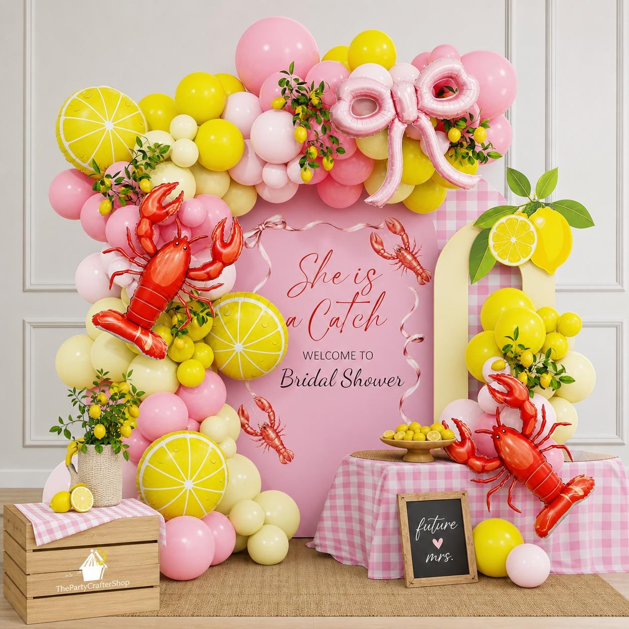 Pink Yellow Lemon Balloon Arch Kit | Bridal Shower, Birthday Party Decor