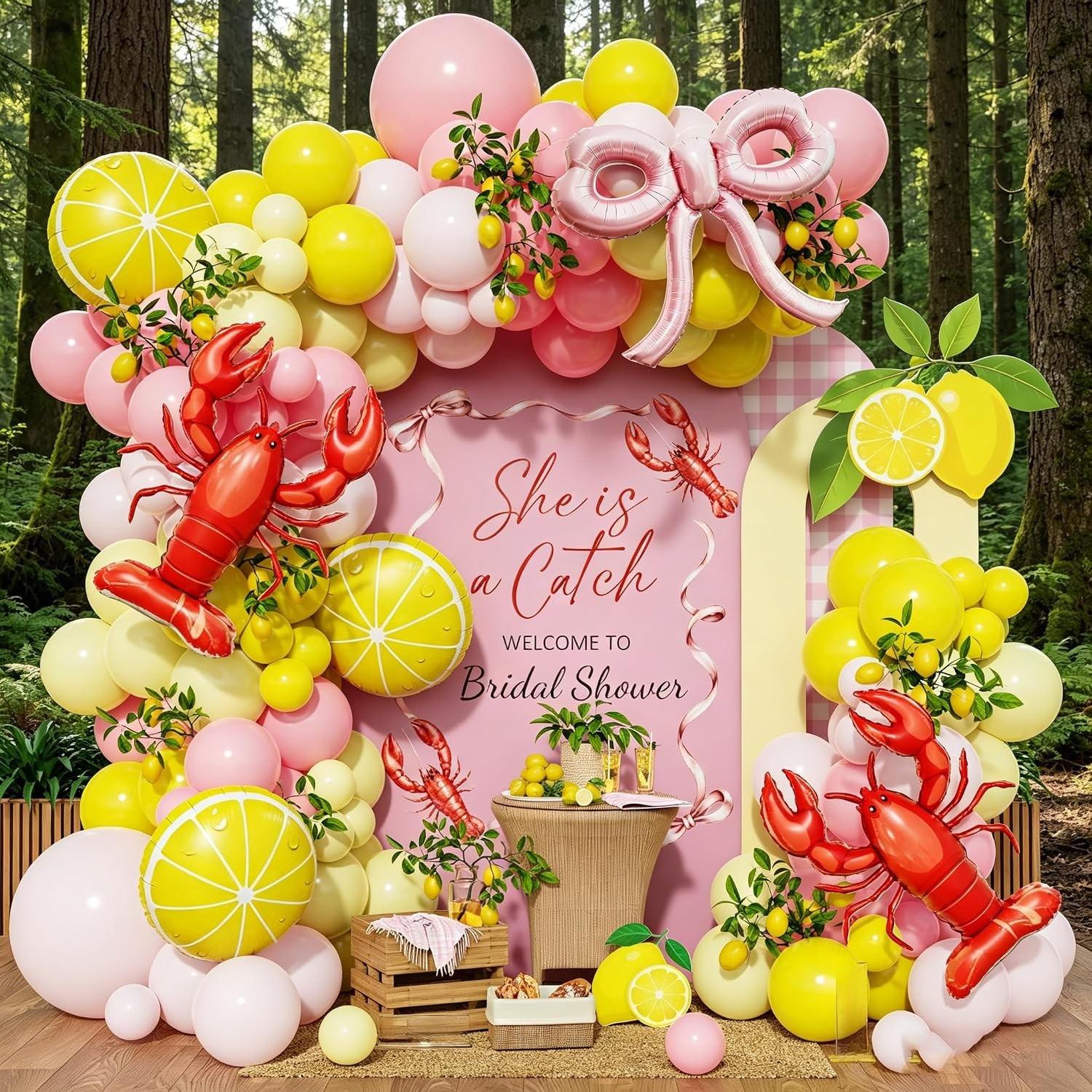 Pink Yellow Lemon Balloon Arch Kit | Bridal Shower, Birthday Party Decor