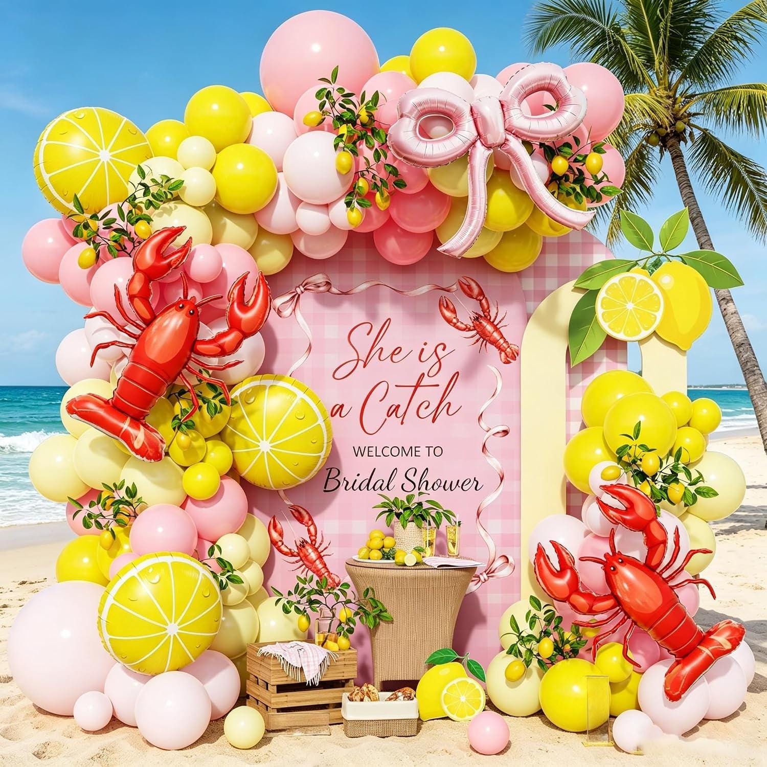 Pink Yellow Lemon Balloon Arch Kit | Bridal Shower, Birthday Party Decor
