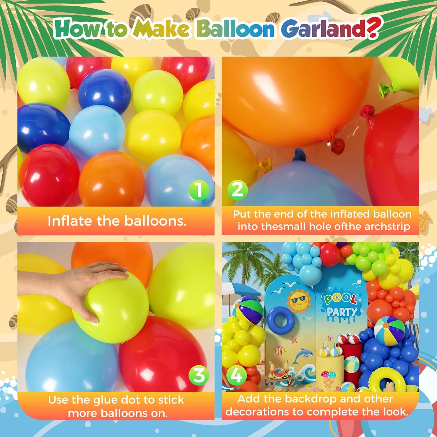 Pool Party Balloon Arch Kit | Tropical Hawaiian Garland, Beach Ball Accents (160pcs)
