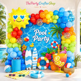 165pc Tropical Pool Party Balloon Arch Kit | Summer Luau Birthday Decor