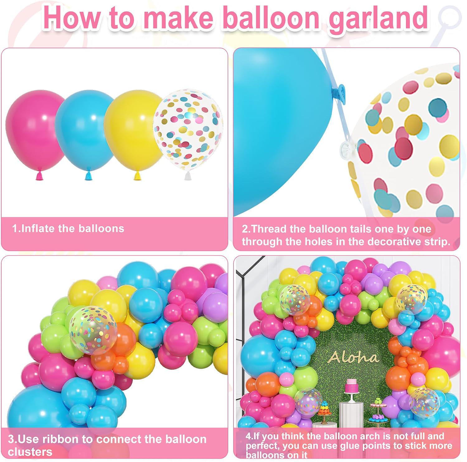 Tropical Balloon Arch Kit | Rainbow Garland for Luau Party Decor